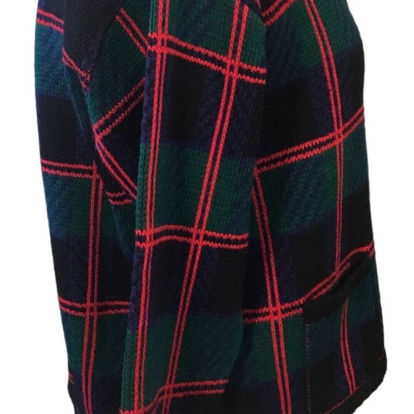 Tally Ho VTG Tartan Plaid Long Sleeve Acrylic Cardigan Jacket with Pockets SM - Picture 5 of 8